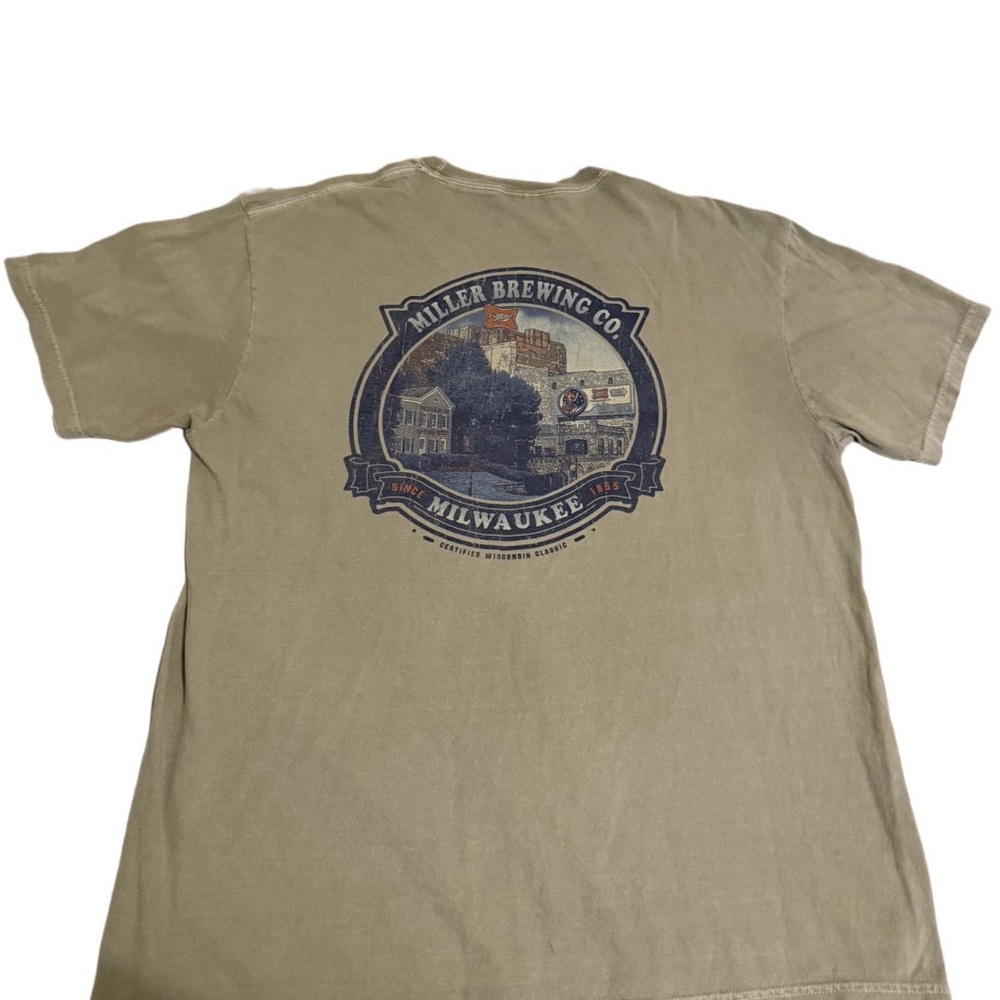 Miller Brewing Co Milwaukee Graphic T-Shirt Comfort Colors Tan Tee Men’s XL